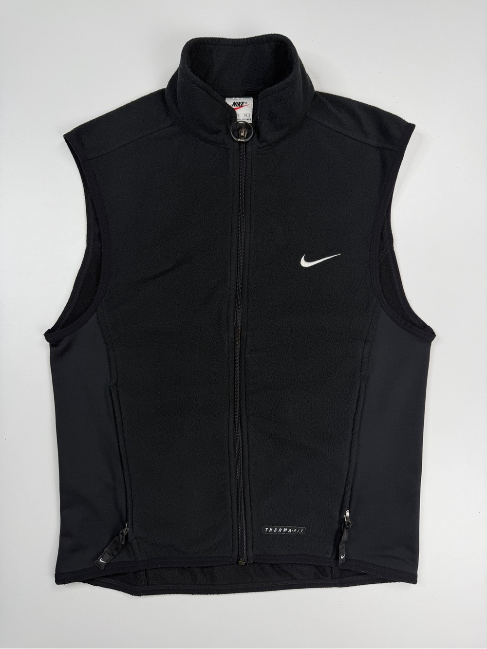 Vintage Nike Therma-Fit Fleece Full Zip Utility Vest Mens Small Black Pockets